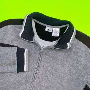 Athletic Works Womens Gray Black Zip Up Track Jacket Mock Neck Large AW53D512